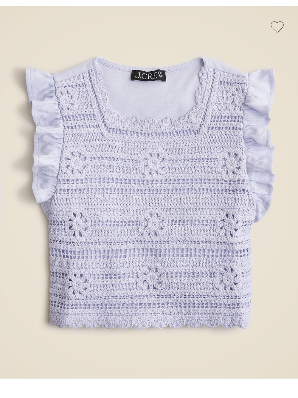 J.Crew Crewcuts Girls’ Blue Crochet Ruffle-Sleeve Shirt Top Size Large L